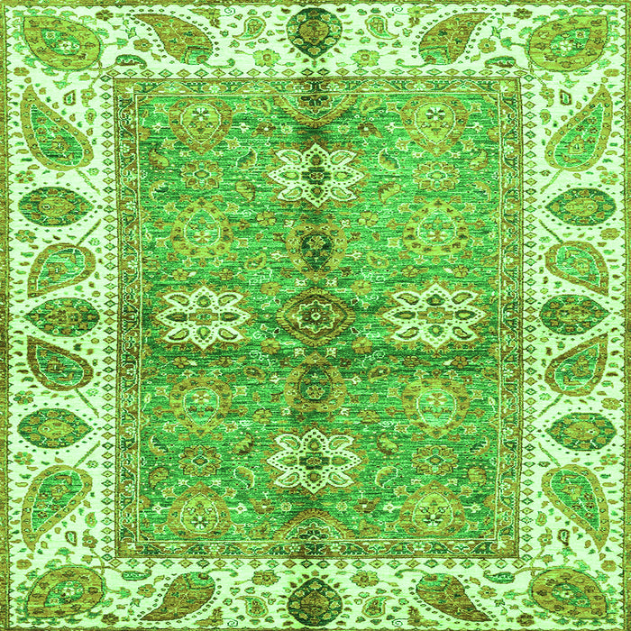 Square Machine Washable Oriental Green Traditional Area Rugs, wshabs3205grn