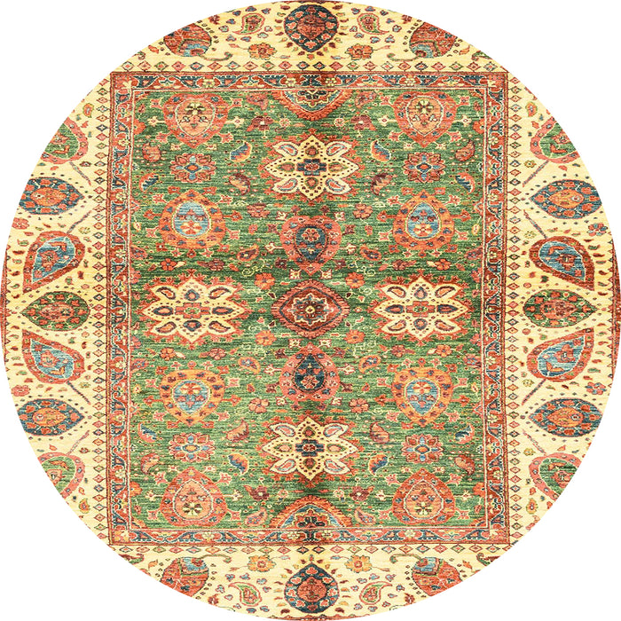 Round Machine Washable Abstract Red Rug, wshabs3205