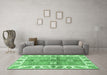 Machine Washable Oriental Emerald Green Traditional Area Rugs in a Living Room,, wshabs3205emgrn