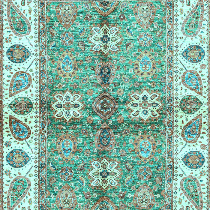 Machine Washable Oriental Light Blue Traditional Rug, wshabs3205lblu