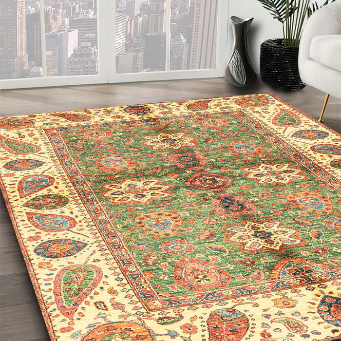 Abstract Red Oriental Rug in Family Room, abs3205