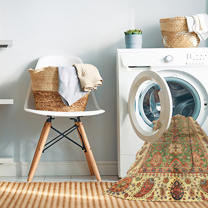 Machine Washable Abstract Red Rug in a Washing Machine, wshabs3205