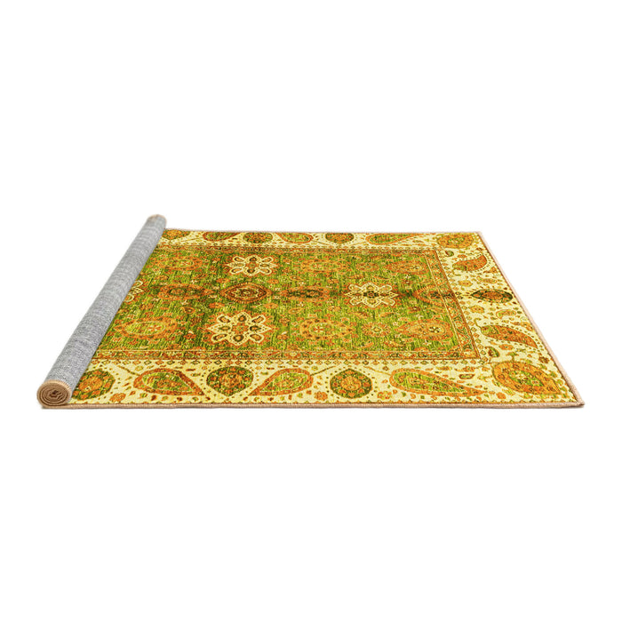 Sideview of Machine Washable Oriental Yellow Traditional Rug, wshabs3205yw