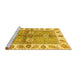 Sideview of Machine Washable Oriental Yellow Traditional Rug, wshabs3205yw