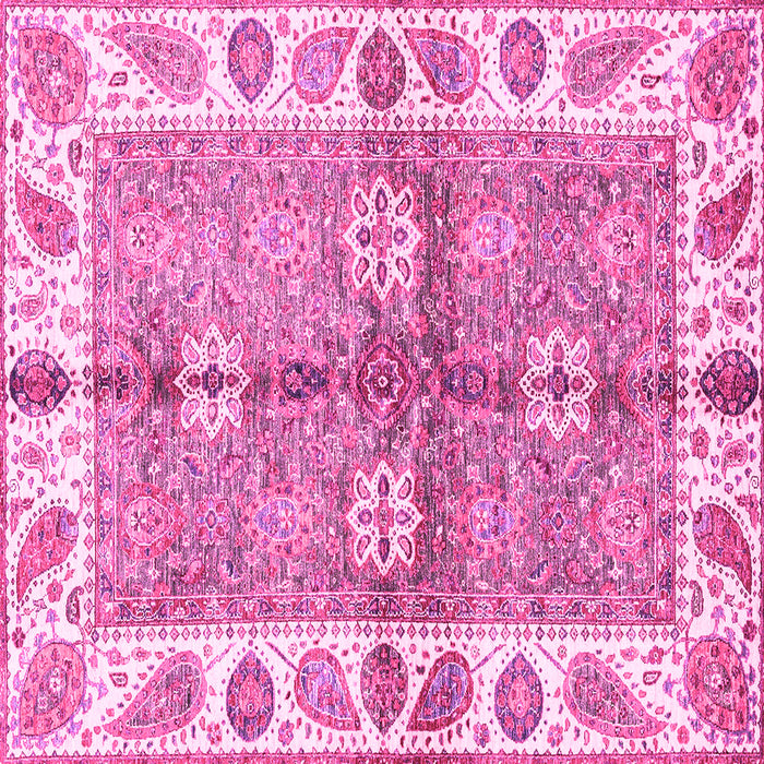 Square Machine Washable Oriental Pink Traditional Rug, wshabs3205pnk