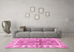 Machine Washable Oriental Pink Traditional Rug in a Living Room, wshabs3205pnk