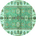 Round Oriental Turquoise Traditional Rug, abs3205turq