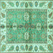 Square Oriental Turquoise Traditional Rug, abs3205turq