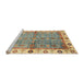 Sideview of Machine Washable Abstract Ginger Brown Green Rug, wshabs3206