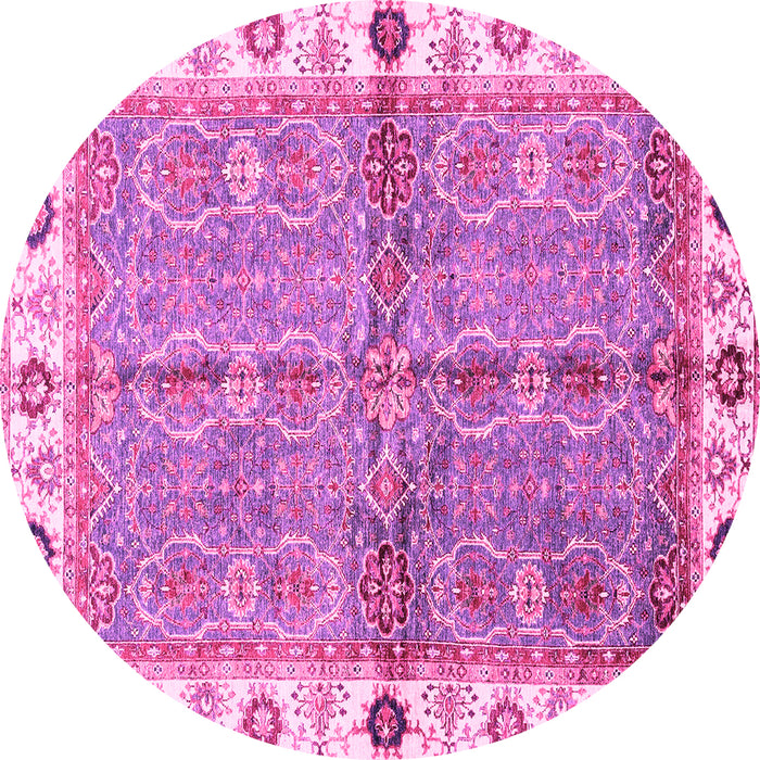 Round Machine Washable Oriental Pink Traditional Rug, wshabs3206pnk