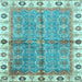 Square Machine Washable Oriental Light Blue Traditional Rug, wshabs3206lblu