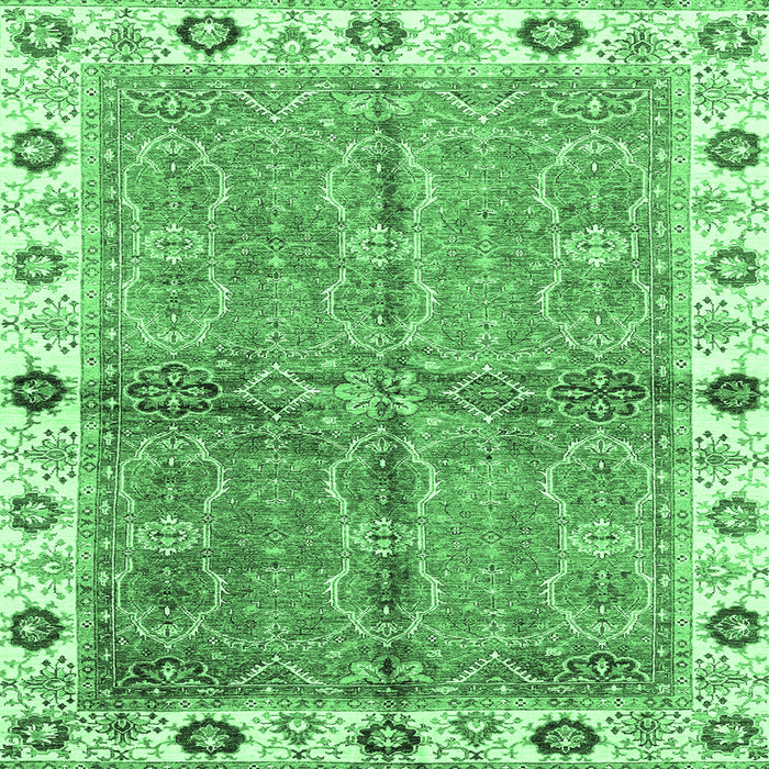 Square Machine Washable Oriental Emerald Green Traditional Area Rugs, wshabs3206emgrn