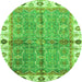 Round Oriental Green Traditional Rug, abs3206grn