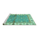 Sideview of Machine Washable Oriental Turquoise Traditional Area Rugs, wshabs3206turq