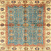 Square Abstract Ginger Brown Green Oriental Rug, abs3206