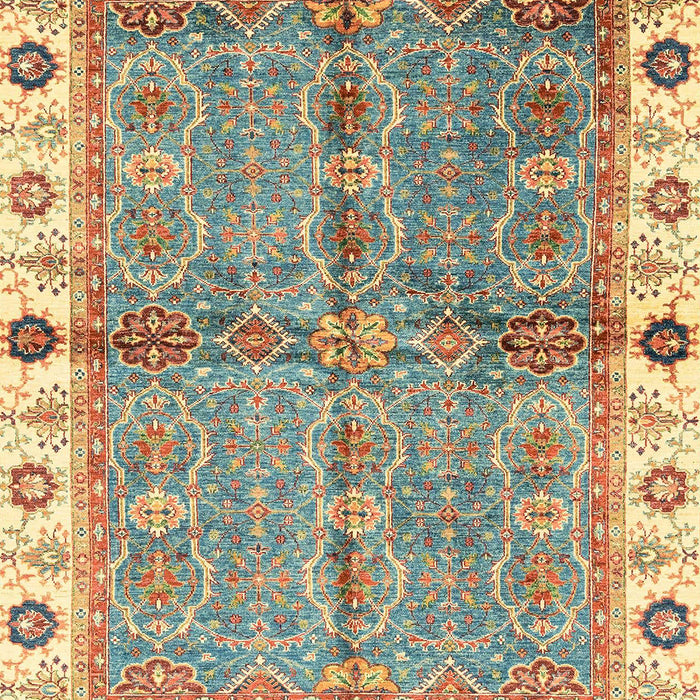 Machine Washable Abstract Ginger Brown Green Rug, wshabs3206