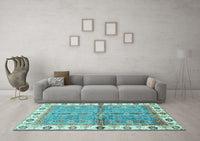 Machine Washable Oriental Light Blue Traditional Rug, wshabs3206lblu