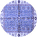 Round Machine Washable Oriental Blue Traditional Rug, wshabs3206blu