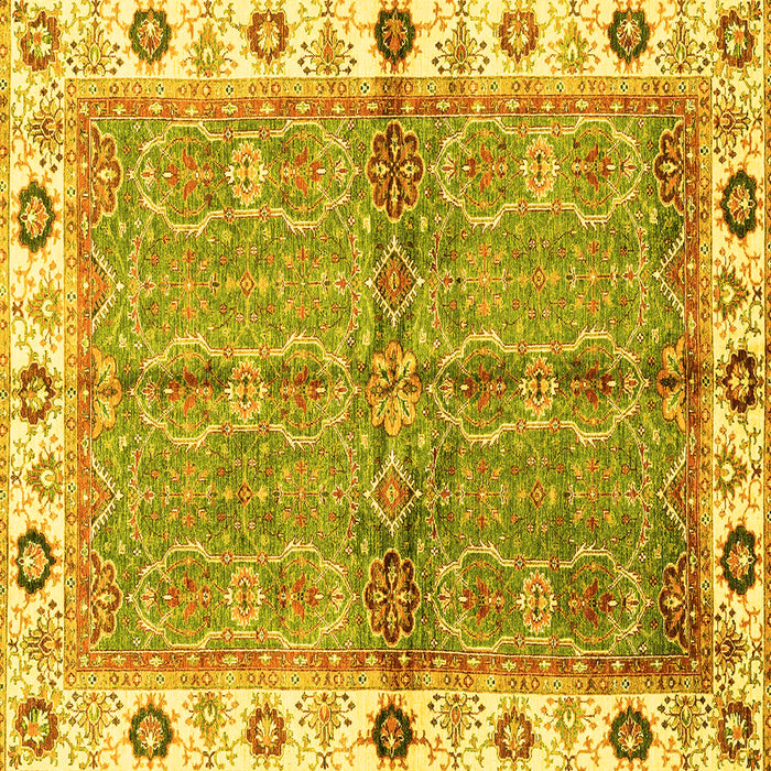 Square Machine Washable Oriental Yellow Traditional Rug, wshabs3206yw