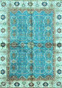 Oriental Light Blue Traditional Rug, abs3206lblu