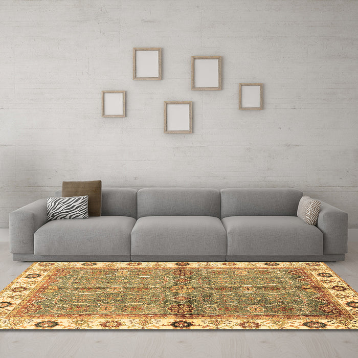 Machine Washable Oriental Brown Traditional Rug in a Living Room,, wshabs3206brn