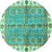 Round Oriental Turquoise Traditional Rug, abs3206turq