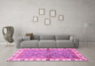 Machine Washable Oriental Pink Traditional Rug in a Living Room, wshabs3206pnk