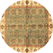 Round Oriental Brown Traditional Rug, abs3206brn