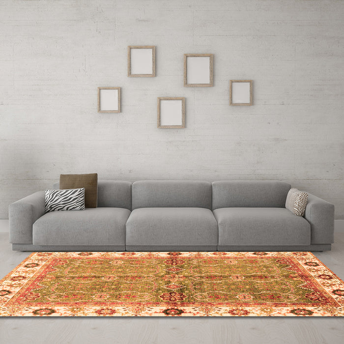 Machine Washable Oriental Orange Traditional Area Rugs in a Living Room, wshabs3206org