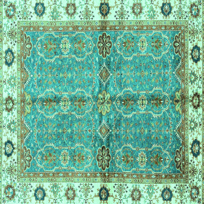 Square Oriental Turquoise Traditional Rug, abs3206turq
