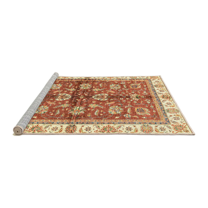 Sideview of Machine Washable Abstract Red Rug, wshabs3207