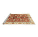 Sideview of Machine Washable Abstract Red Rug, wshabs3207