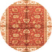 Round Machine Washable Oriental Orange Traditional Area Rugs, wshabs3207org