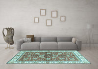 Machine Washable Oriental Light Blue Traditional Rug, wshabs3207lblu