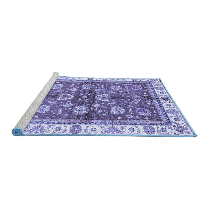 Sideview of Machine Washable Oriental Blue Traditional Rug, wshabs3207blu