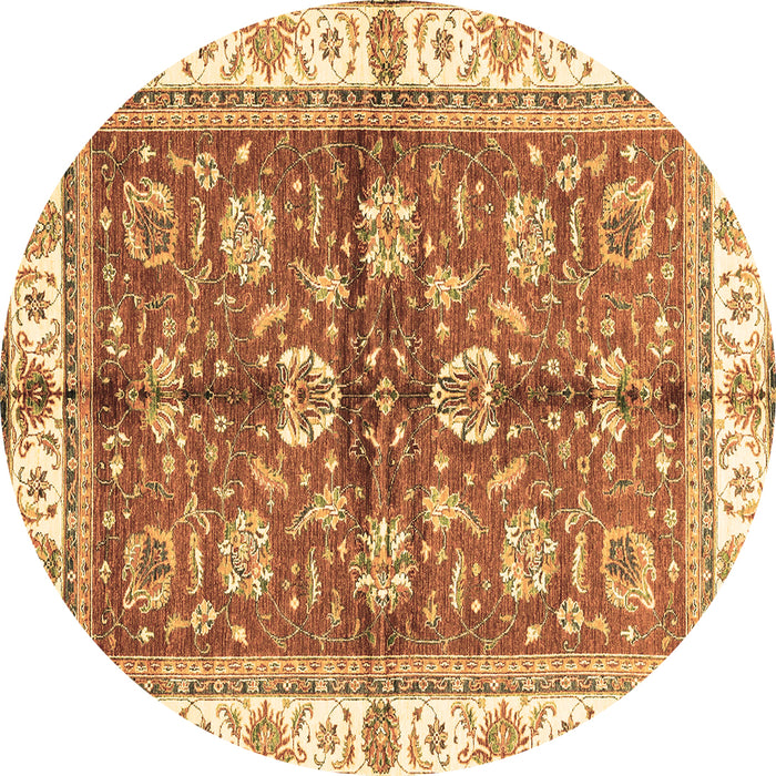 Round Machine Washable Oriental Brown Traditional Rug, wshabs3207brn