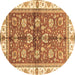 Round Machine Washable Oriental Brown Traditional Rug, wshabs3207brn