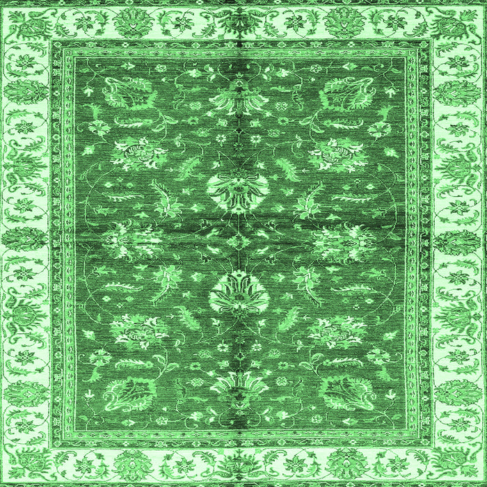Square Machine Washable Oriental Emerald Green Traditional Area Rugs, wshabs3207emgrn