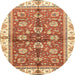 Round Abstract Red Oriental Rug, abs3207