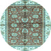 Round Oriental Light Blue Traditional Rug, abs3207lblu