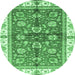 Round Oriental Emerald Green Traditional Rug, abs3207emgrn