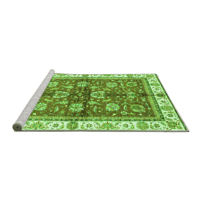 Sideview of Machine Washable Oriental Green Traditional Area Rugs, wshabs3207grn