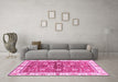 Machine Washable Oriental Pink Traditional Rug in a Living Room, wshabs3207pnk