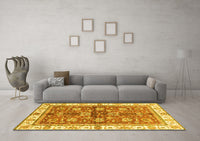 Machine Washable Oriental Yellow Traditional Rug, wshabs3207yw