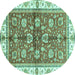 Round Oriental Turquoise Traditional Rug, abs3207turq