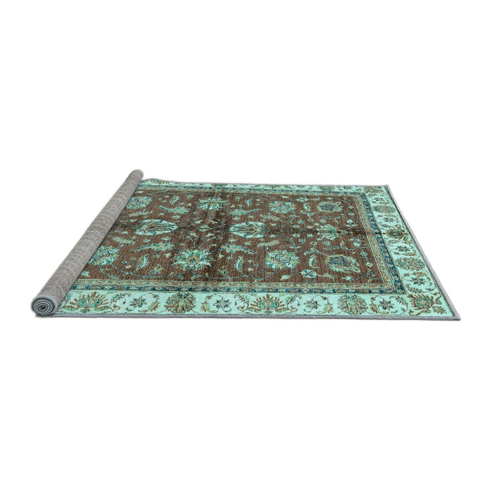 Sideview of Machine Washable Oriental Light Blue Traditional Rug, wshabs3207lblu
