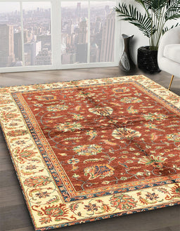 Machine Washable Abstract Red Rug in a Family Room, wshabs3207