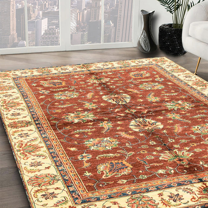 Machine Washable Abstract Red Rug in a Family Room, wshabs3207