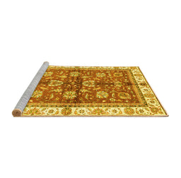 Sideview of Machine Washable Oriental Yellow Traditional Rug, wshabs3207yw