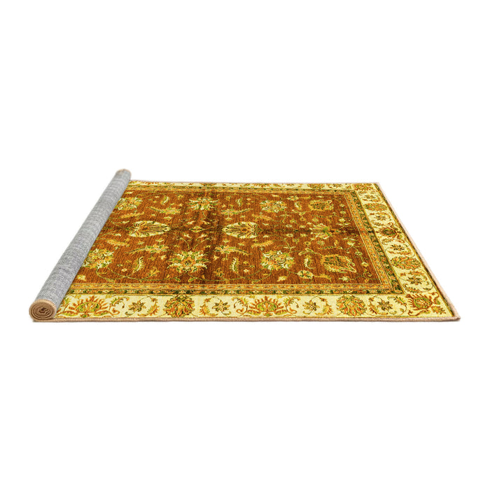 Sideview of Machine Washable Oriental Yellow Traditional Rug, wshabs3207yw